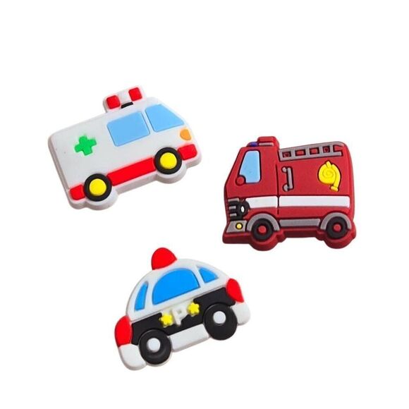 Jibbitz Style Shoe Charm Emergency Vehicles,  Fire Truck,  Police, Ambulance - Picture 1 of 4